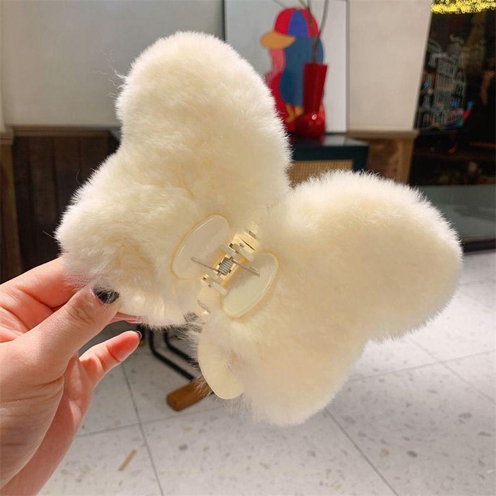 BACK2LIFE Kẹp Tóc Hình Bướm / Cá Mập Phủ Lông Phong Cách Hàn Quốc Ngọt Ngào Thời Trang Cho Nữ