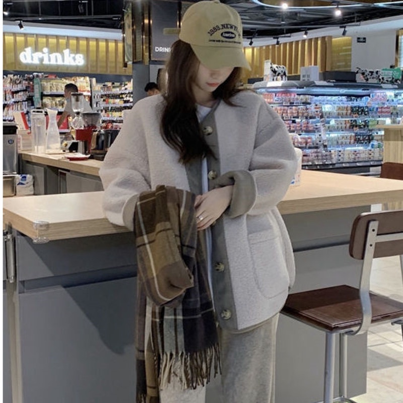 Đầm Len Lông Cừu Dáng Rộng Màu Sắc vintage Thời Trang Mùa Đông Cho Nữ