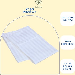 Vỏ gối nằm khách sạn, áo gối đầu cao cấp Riotex vải T300 trắng sọc 3cm không xù, kích thước 40*60, 50*70, 35*100