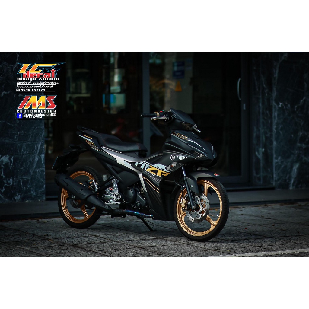 TEM RỜI mẫu Y16ZR vàng đồng cho Exciter 155 đen nhám - tem cao cấp không bay màu