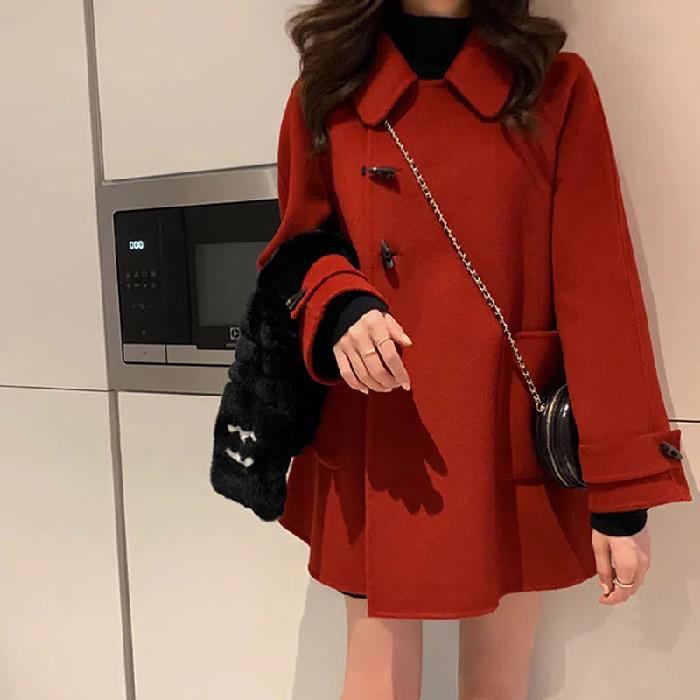 Áo Khoác Len Giả Lông Cừu Dáng Ngắn Cài Nút Kiểu Giáng Sinh Thời Trang Mùa Xuân Mới