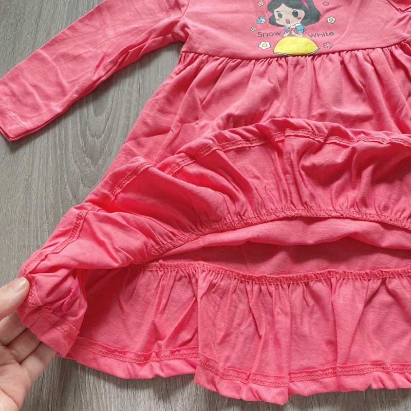 Váy cotton tay dài VNXK bé gái in hình Pony, Elsa, Minnie, Mickey, Kitty