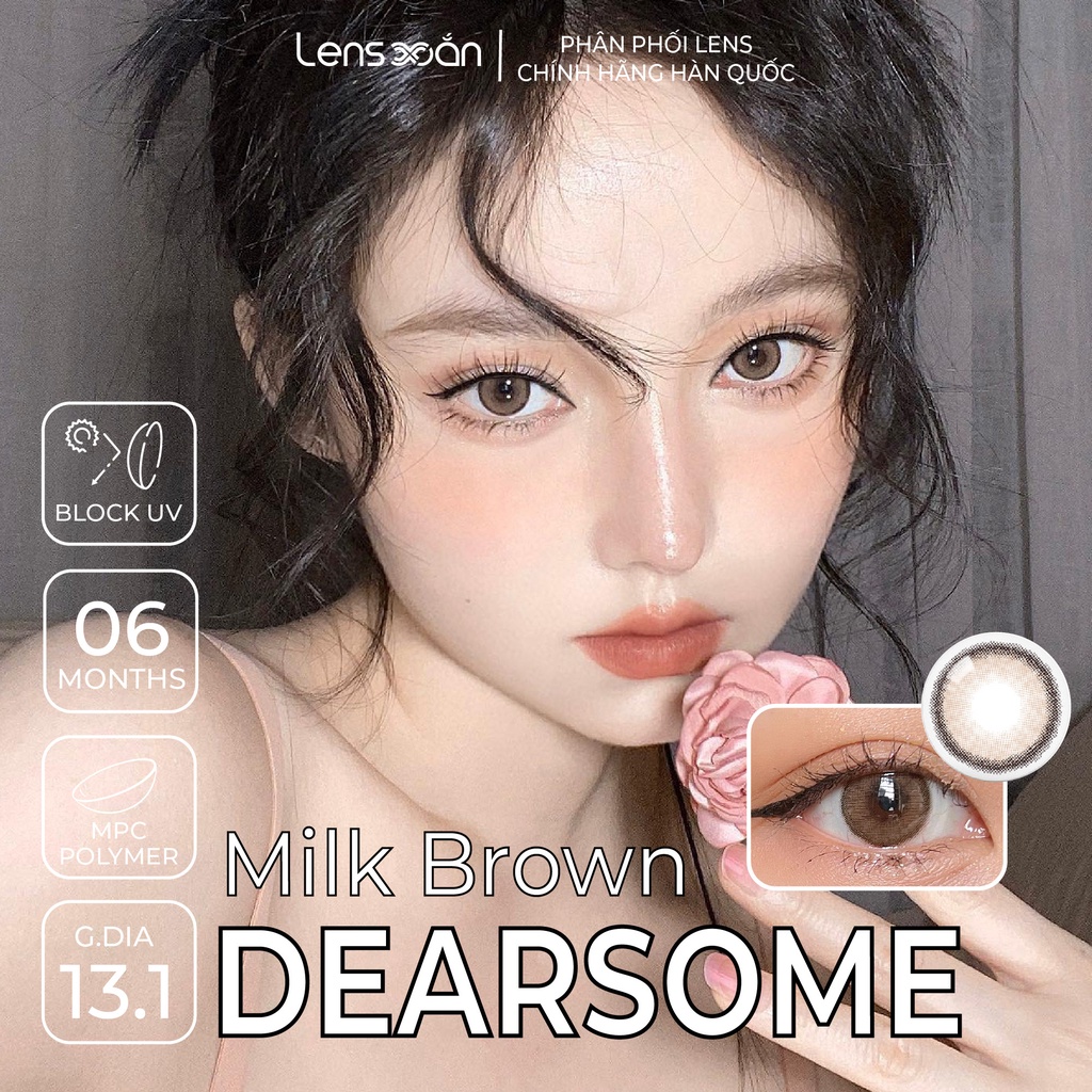 Kính áp tròng cận 6 tháng LENS XOẮN lens tây viền nhẹ tự nhiên OLOLA DEARSOME ASH GRAY MILK BROWN