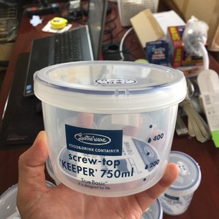 Hộp thực phẩm nắp vặn 750ml Lustroware Nhật Bản kháng khuẩn dùng lò vi sóng, đông lạnh B-2272N