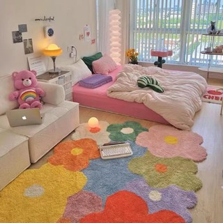 Kmeit thảm lót sàn phòng khách / ngủ họa tiết hoa nhiều màu sắc