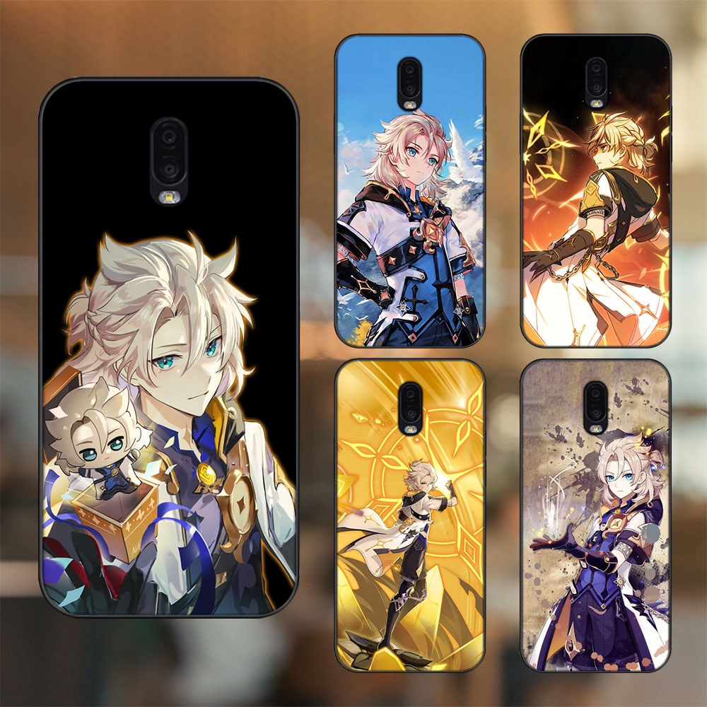 Ốp lưng Samsung J7 Plus viền đen in hình Albedo Genshin Impact