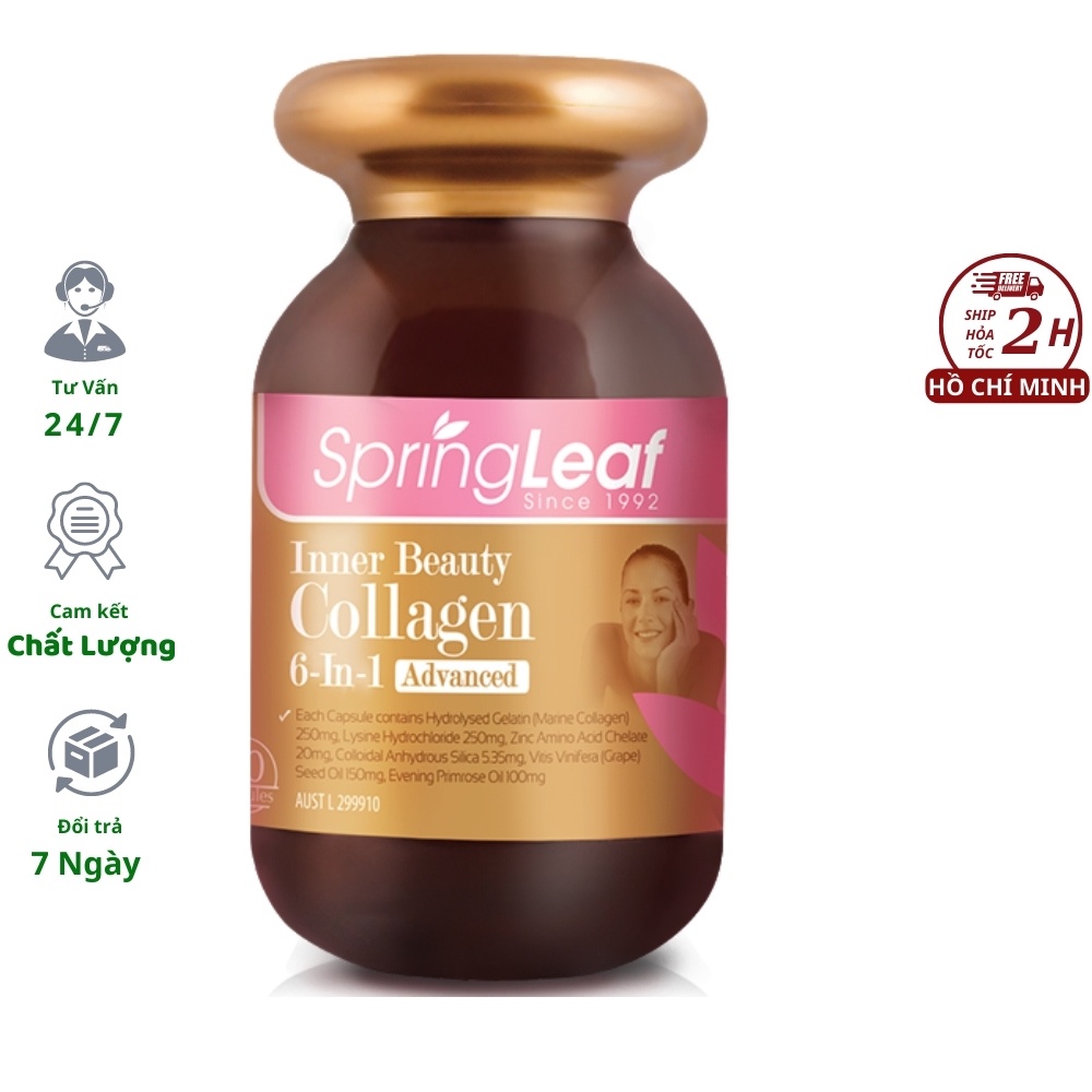 Viên uống Collagen 6 in 1 Spring Leaf Inner Beauty 90 Viên Úc, Viên uống hỗ trợ làm đẹp Collagen 6in1