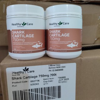 Viên uống Shark Cartilage 750mg Sụn Vi Cá Mập Healthy Care 200 viên - Hỗ trợ xương khớp sụn cá mập