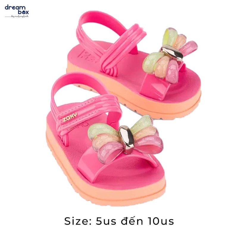 Dép Zaxy quai ngang nơ kẹo hồng đậm
