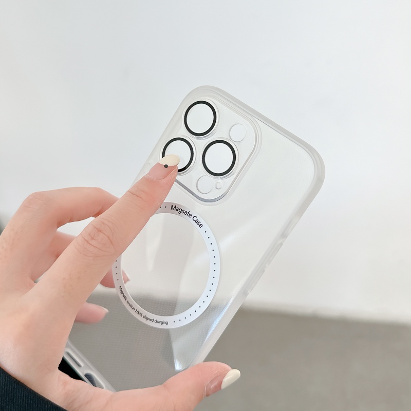 Ốp Điện Thoại Trong Suốt Từ Tính Bảo Vệ Ống Kính Máy Ảnh Cho iPhone 14promax 14 13promax 12 11