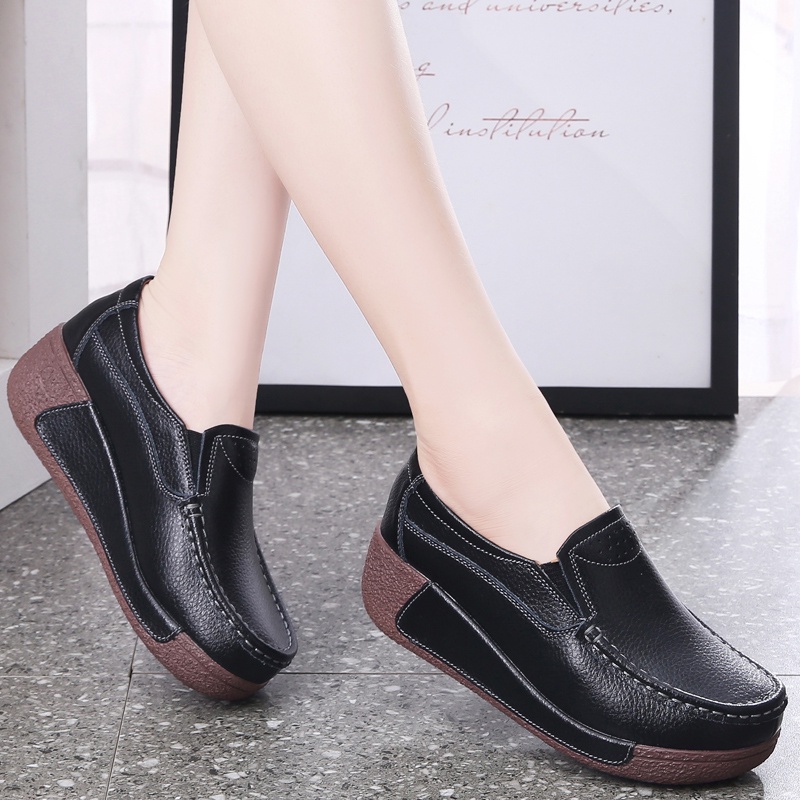 Giày Da Cổ Thấp Thời Trang Thu Đông Cho Nữ Size 35-41