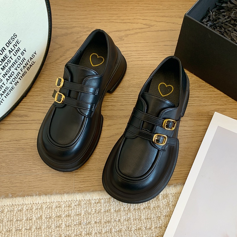 Giày Da Đế Cao Phong Cách retro Anh Quốc Cho Nữ