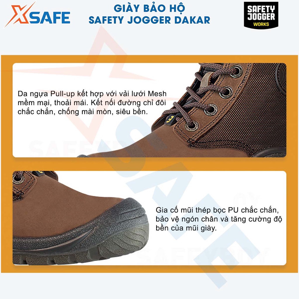 Giày bảo hộ lao động nam Jogger Dakar S3 da ngựa siêu bền, chống đinh, chống trơn trượt Giày công trình, nhà máy, cổ cao
