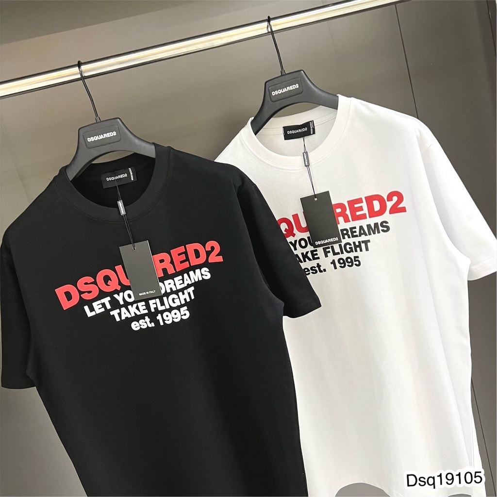 Áo Thun Nam In Chữ Đỏ DSQ Đơn Giản Chất Mát Mịn - Áo Phông Nam Chữ In DSQ Siêu Hot