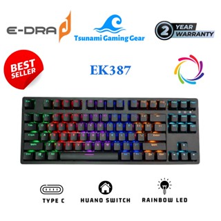 Bàn phím cơ gaming E-dra EK387 | Huano Switch | Rainbow led | USB Type C | dây rời - BH 2 năm