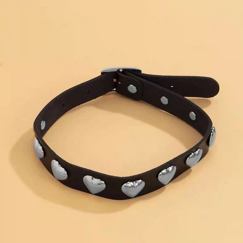 Vòng cổ choker đen mặt đá lớn