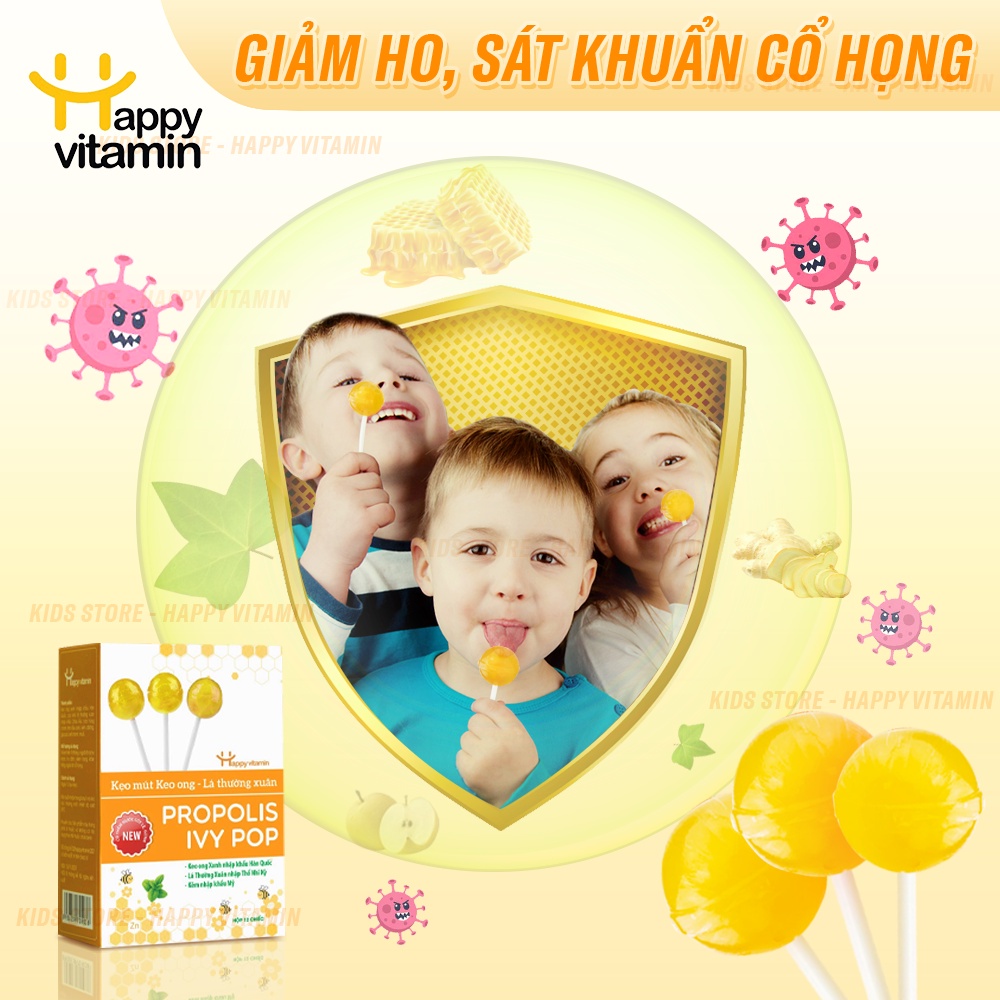 Kẹo mút Keo ong lá thường xuân. Hàng chính hãng Happy Vitamin