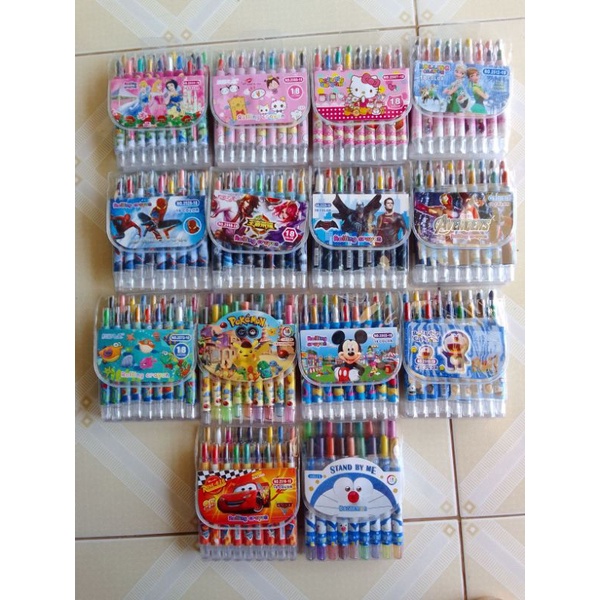 Sáp vặn 12 màu 18 màu hoạ tiết hoạt hình dễ thương màu đẹp tươi sáng