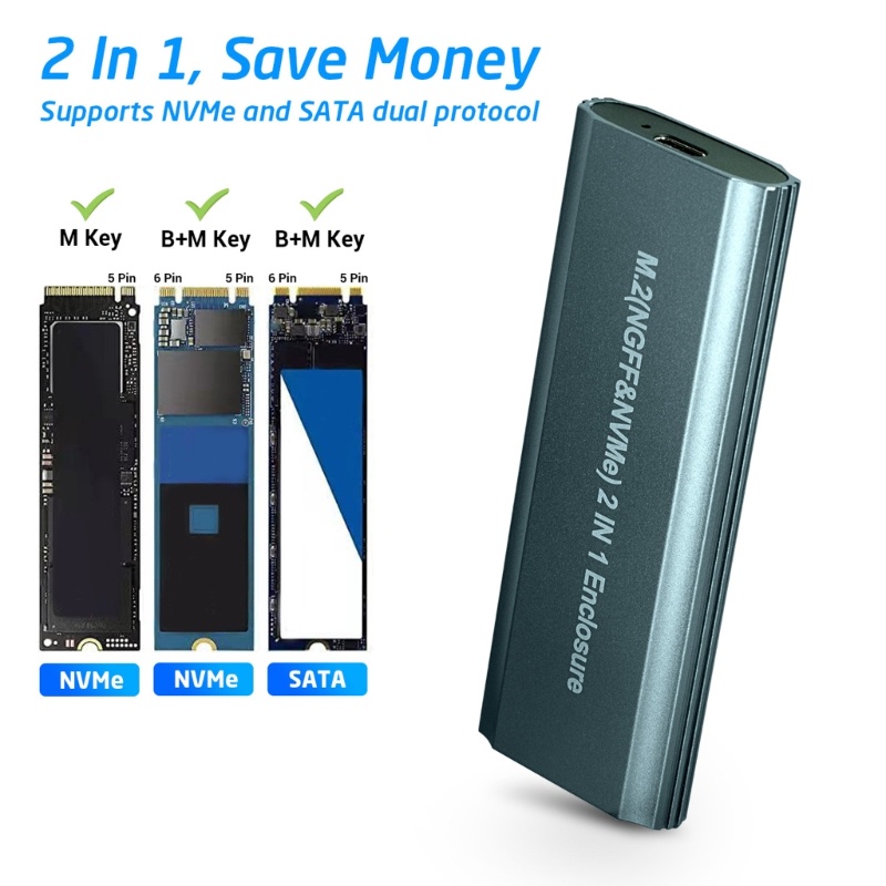 [3C] Hộp Đựng Ổ Cứng M 2 USB 3 1 NVMe 2230 2242 2260 2280 M2 PCIE