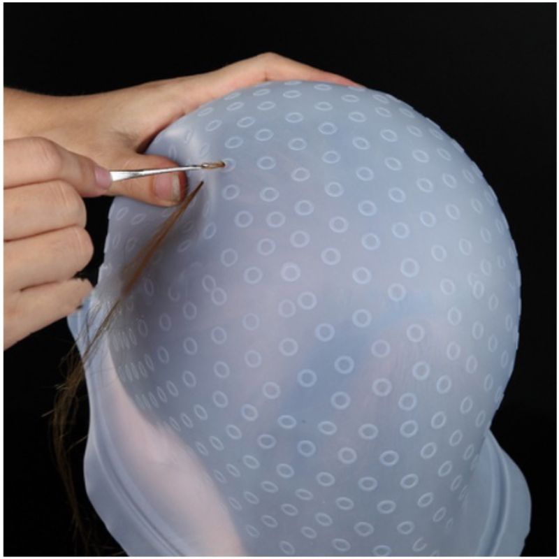 Nón Móc Light Cao Su Loại Tốt Dùng Bền, Mũ Móc Highlight Nhuộm Tóc Silicon Cho Salon.