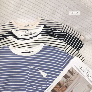 Áo thun nữ - áo thun sọc form lửng nhienhienvintage BT144