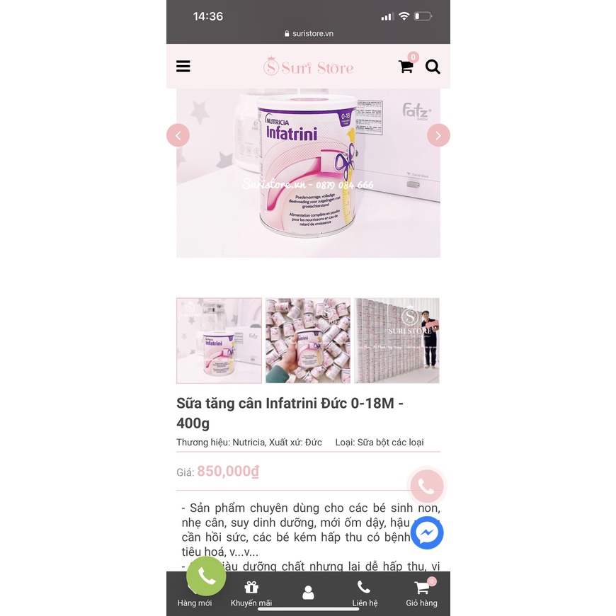 Sữa Bột Nutricia Infatrini Đức Lon 400g Dành Cho Các Bé Sinh Non, Sinh Thiếu Tháng, Nhẹ Cân, Suy Dinh Dưỡng-HÀNG AIR!