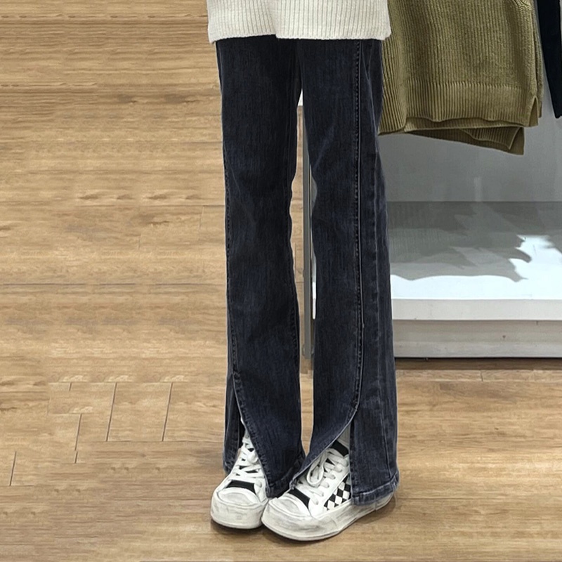 IELGYQuần Jean Dài Lưng Cao Dáng Ôm Xẻ Tà Thời Trang Cá Tính Cho Nữ