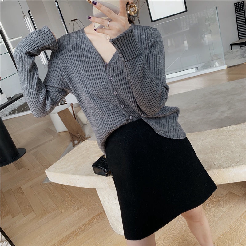 Áo Khoác Cardigan Dệt Kim Mềm Mại Cổ V Thời Trang Mùa Đông 2022 Cho Nữ