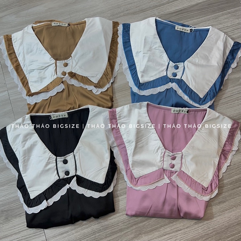 Bộ pijama tiểu thư phối bèo - MÚP BIGSIZE 60-100KG