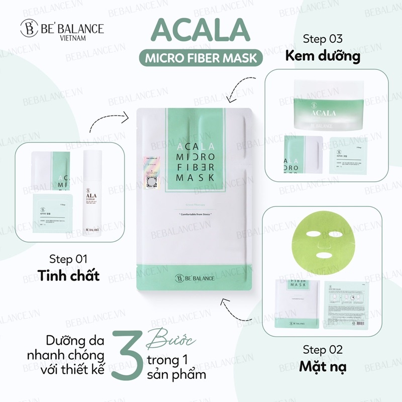 Mặt nạ ACALA Micro Fiber Mask Be'Balance 3in1 (1 hộp/10 miếng)