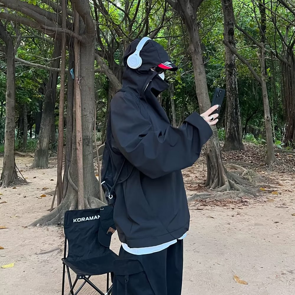 Áo khoác nam nữ unisex K9 cổ cao dáng rộng, áo khoát jacket gió unisex phong cách cao bồi