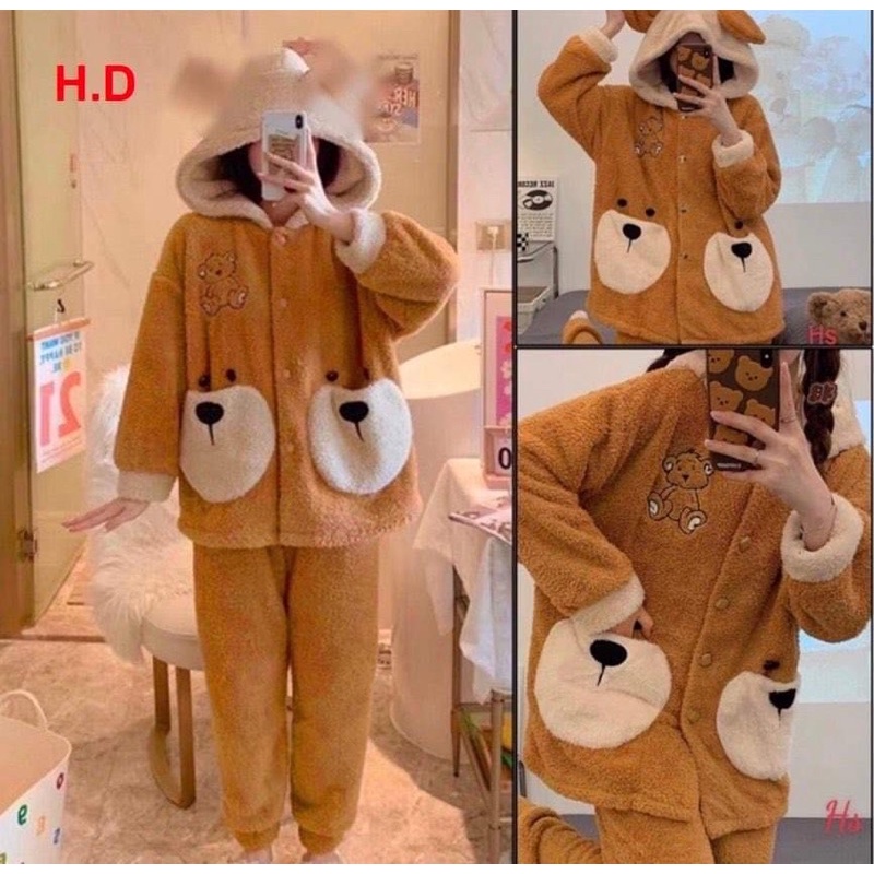 Bộ gấu nâu thêu HD12