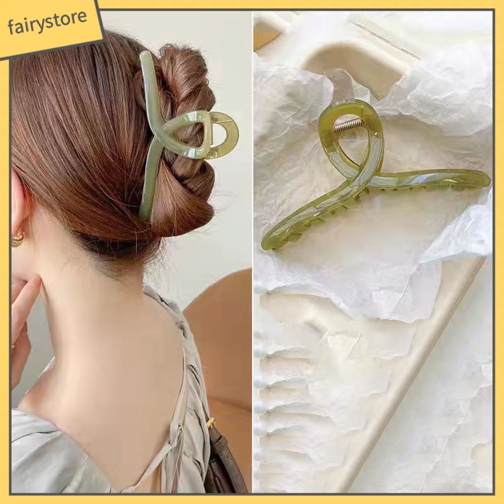 Kẹp Tóc Mỏng Nửa Đầu Màu Thạch Trong Suốt Cỡ Lớn Chống Trượt Tạo Kiểu Tóc Cho Nữ