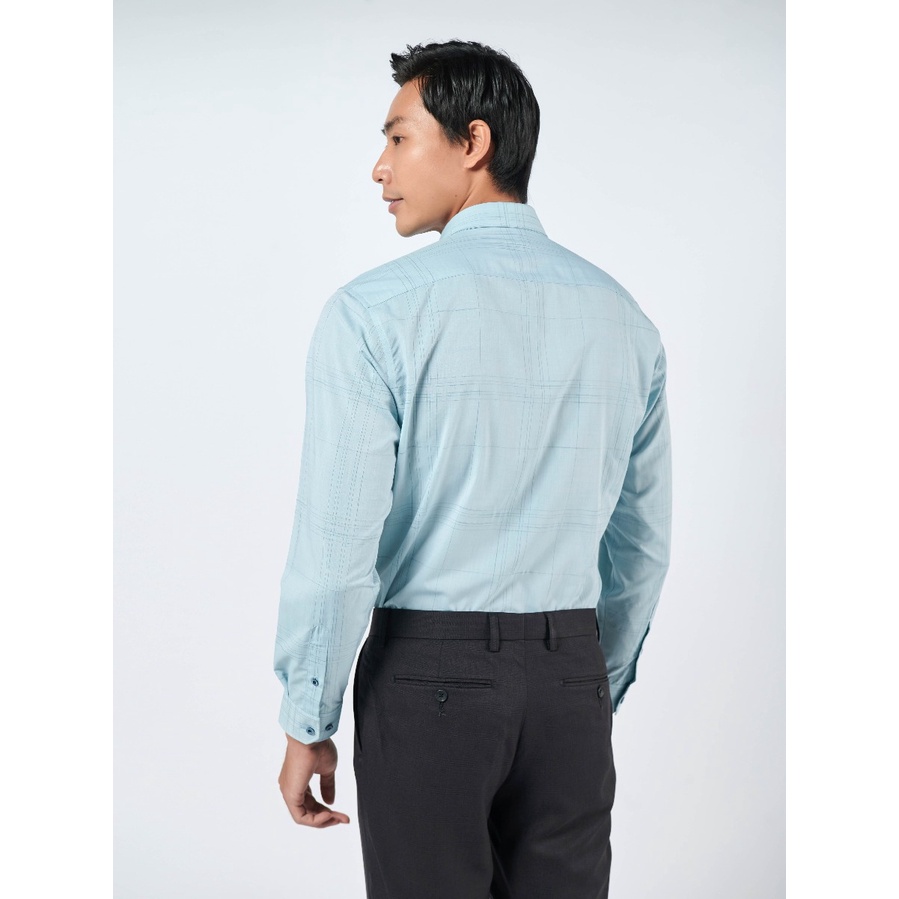 OWEN - Áo sơ mi dài tay Owen Regular fit chất sợi tre màu xanh bạc hà kẻ ca rô 220788