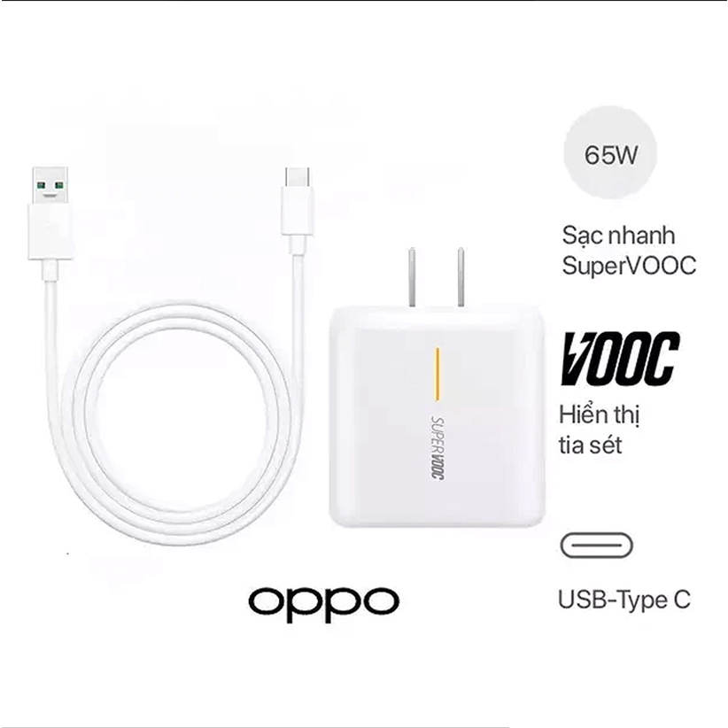 Bộ Sạc Nhanh Opo 65W SUPER VOOC Siêu Nhanh Chính Hãng - Bảo Hành 3 Tháng