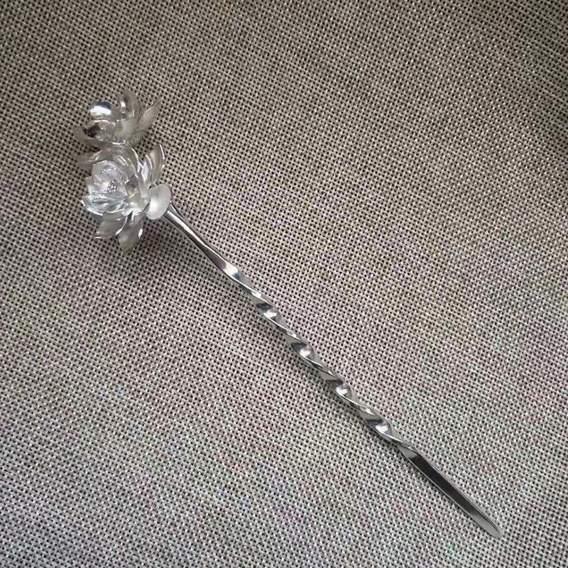 Kẹp Tóc Hoa Sen Mạ Bạc 925 Phong Cách Retro Cho Nữ