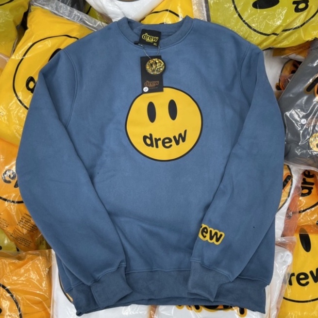 Áo nỉ bông SWEATER  DREW  mặt cười, Áo nỉ unisex nam nữ form rộng
