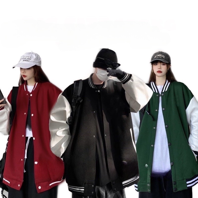 Áo khoác bomber tay trắng chất nỉ