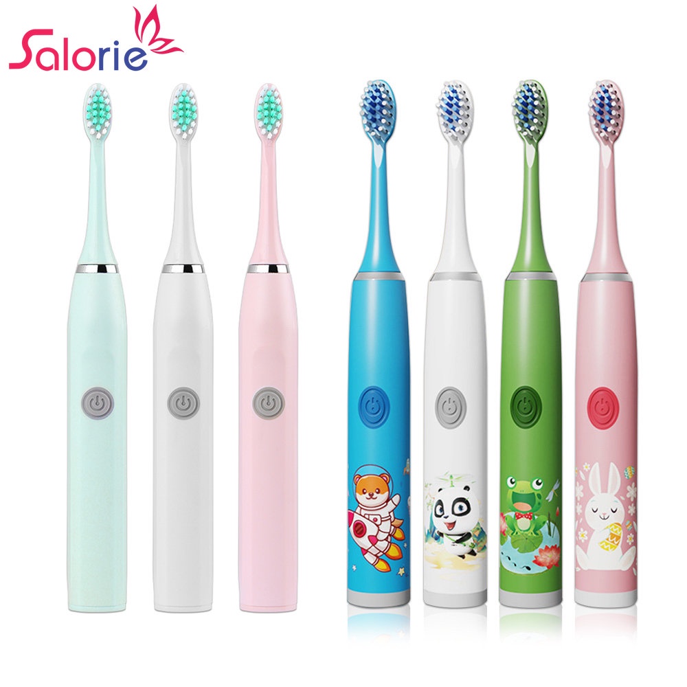 Bàn chải đánh răng SALORIE điện Sonic thông minh chống thấm nước sạc Usb cho người lớn và trẻ em
