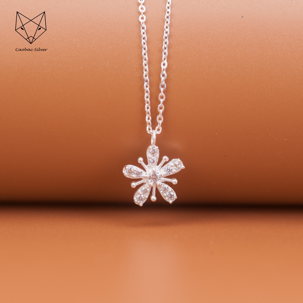 Dây Chuyền Bạc Ta Cao Cấp CaoBac Silver Thiết Kế Hoa Tuyết Năm Cánh Tinh Tế Nhẹ Nhàng, Thanh Lịch Cho Bạn Gái