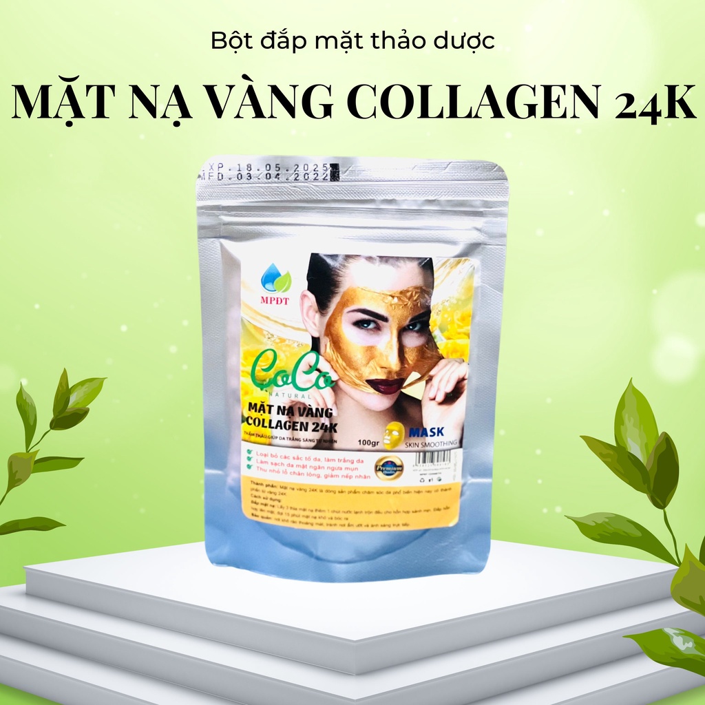 Bột đắp mặt collagen vàng 24k (mask dẻo) , mặt nạ collagen vàng mờ nám, mờ tàn nhang, đốm nâu , dưỡng da trắng hồng