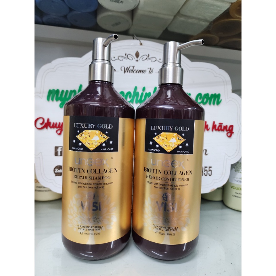 DẦU GỘI XẢ BIOTIN & COLLAGEN LUXURY GOLD REPAIR PHỤC HỒI 1000ML
