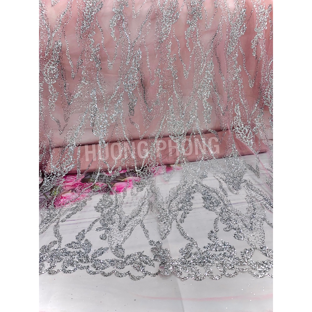 Vải kim tuyến hồng bạc 5140