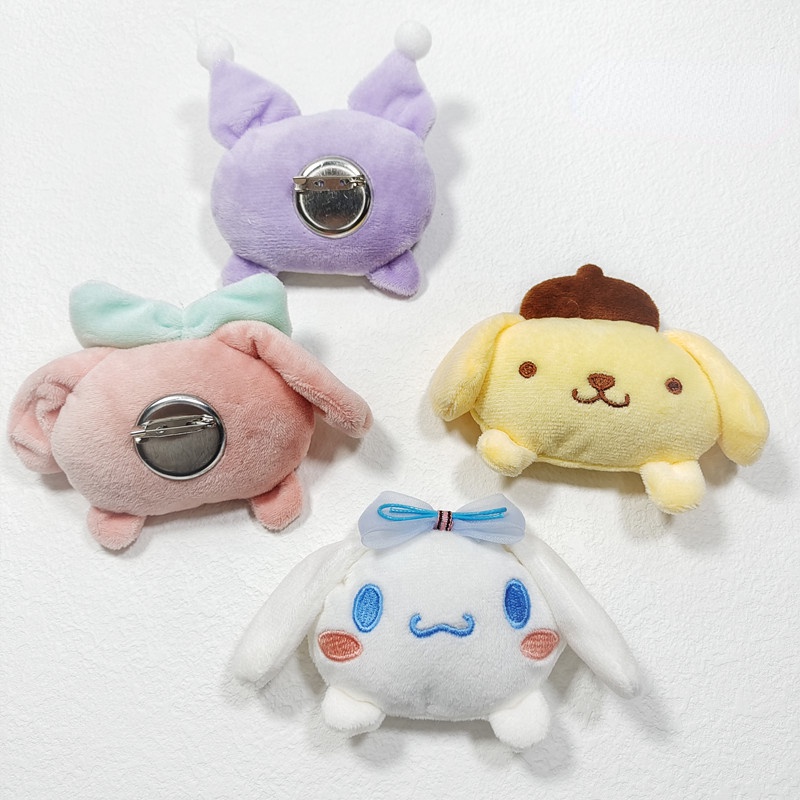 Ghim Cài Áo Hình Cún Sanrio Kuromi Pudding Melody Nhồi Bông Dễ Thương