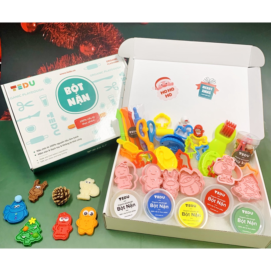 Bột nặn đất nặn an toàn TEDU combo Noel quà tặng Giáng sinh - Khuôn ấn cắt