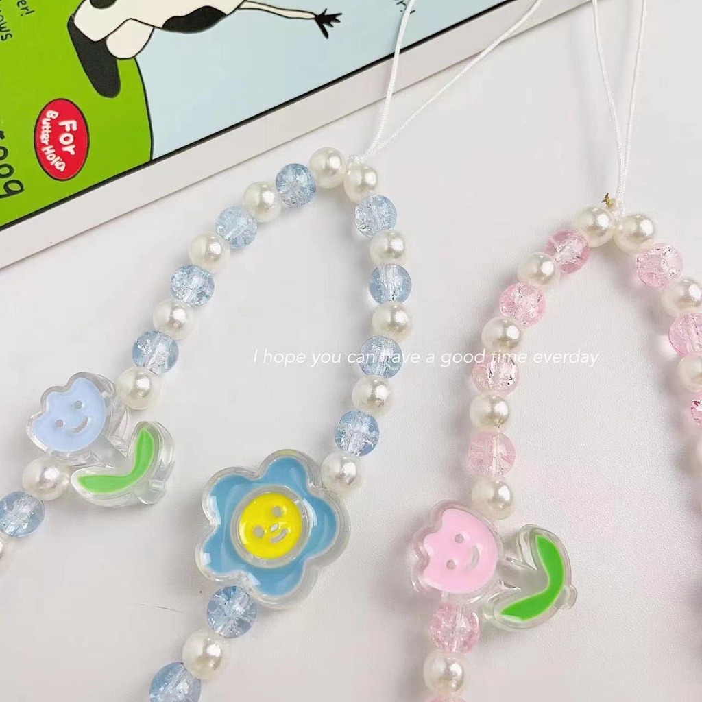 Dây Đeo Điện Thoại Bằng Acrylic Họa Tiết Hoa Hoạt Hình Đơn Giản Phong Cách Hàn Quốc