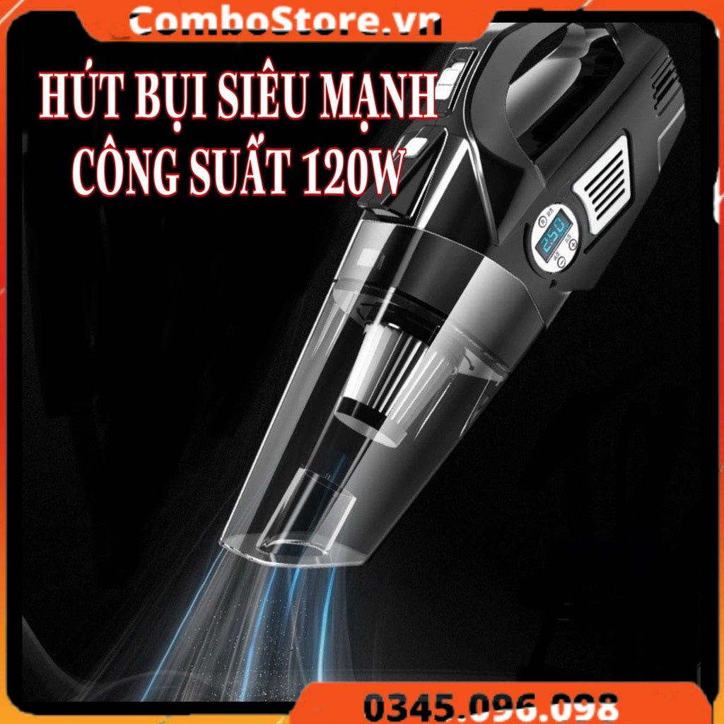 Máy hút bụi cầm tay xe hơi ô tô kiêm bơm lốp đa năng 4 trong 1