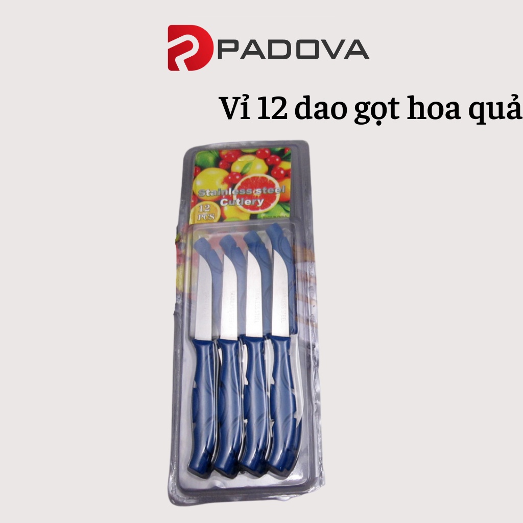 Bộ Vỉ 12 Dao Gọt Hoa Quả, Cắt Trái Cây Mini Sắc Bén Tiện Lợi PADOVA 8236