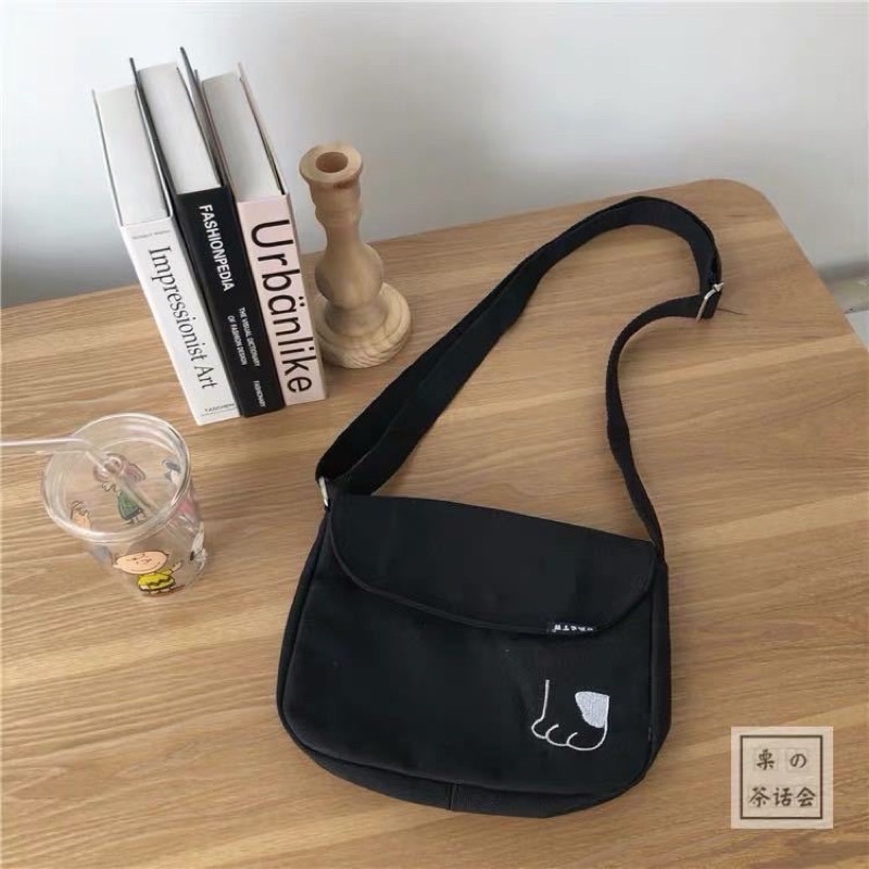 Túi tote giá rẻ vải canvas đeo chéo đi hoc unisex phong cách ulzzang Chân chú chó