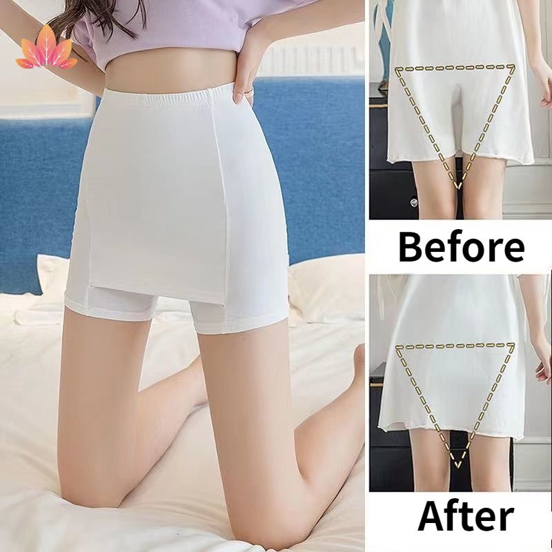 Quần Short Legging Lụa Lạnh Hai Lớp Không Đường May Mặc An Toàn Chống Lộ Hàng Mới JP5